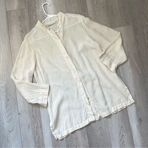 Bryn Walker Shirt silk textured button up tunic womens Cream small contemporary
